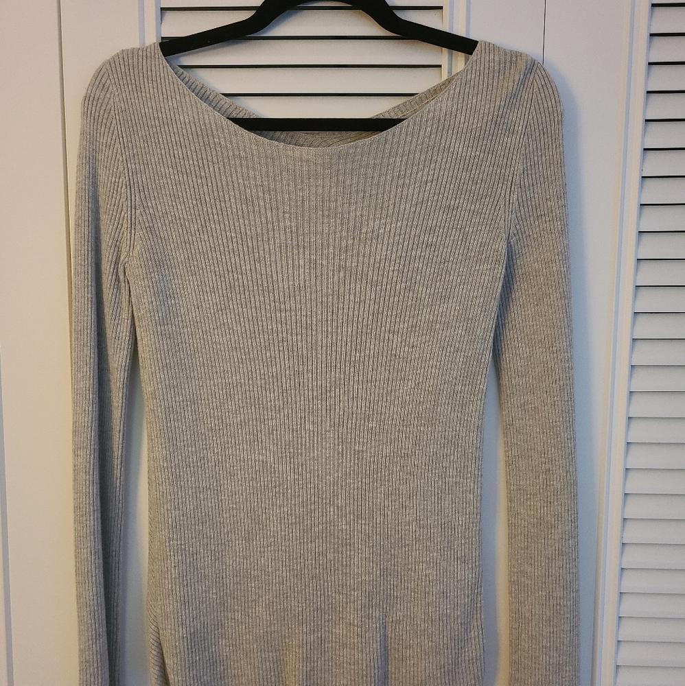 Babaton wool gray sweater, cross back (XS)